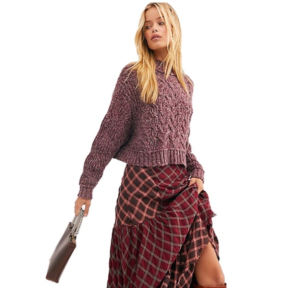 Free People Sweaters - Free People Merry Go Round Very Berry Cropped